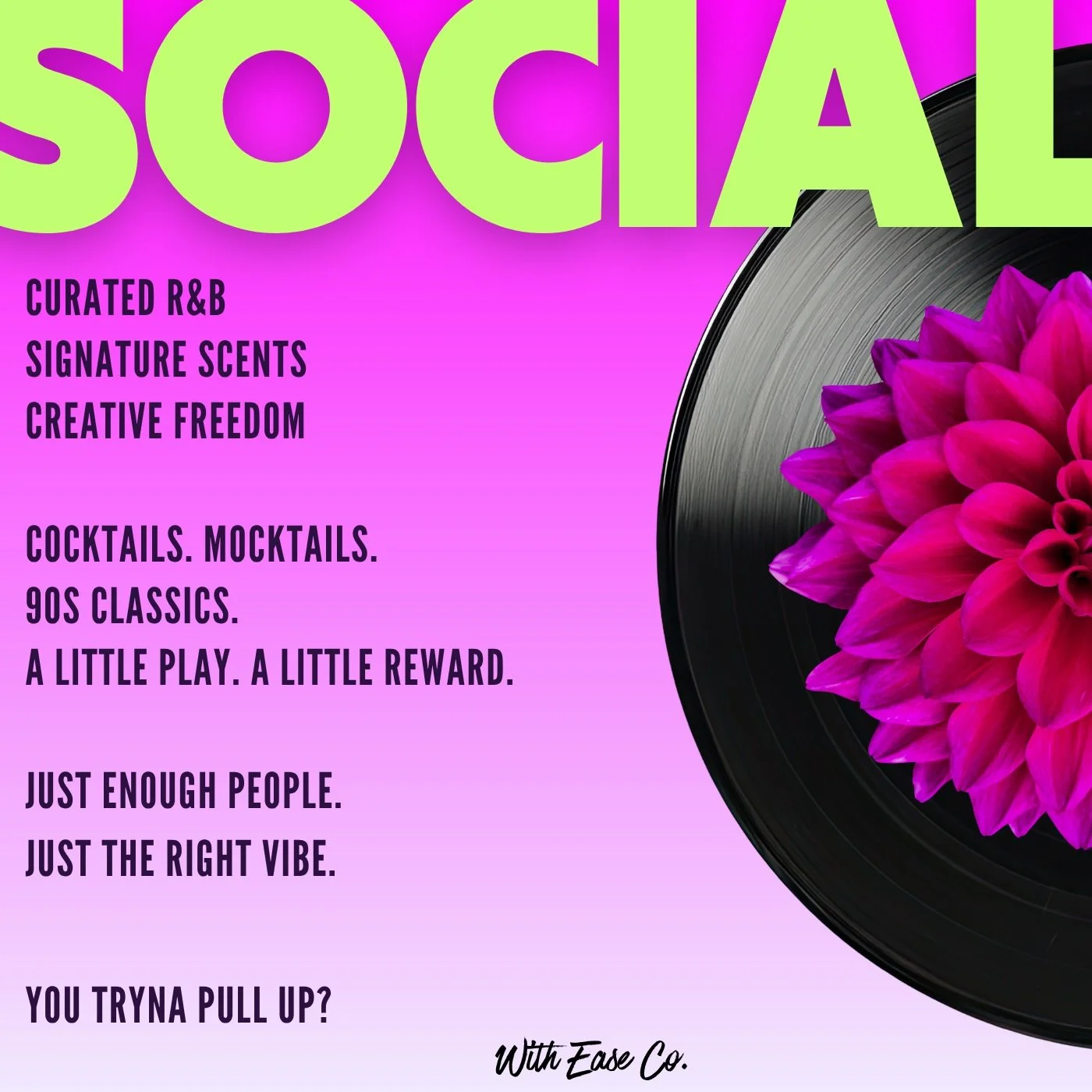 building an experience for you to just enjoy yourself&hellip; 🥂🔥

link with old friends&hellip;
or meet some new ones. 

something good is coming ✨

DM &ldquo;SOCIAL&rdquo; to get the details first.

@discoverwithease