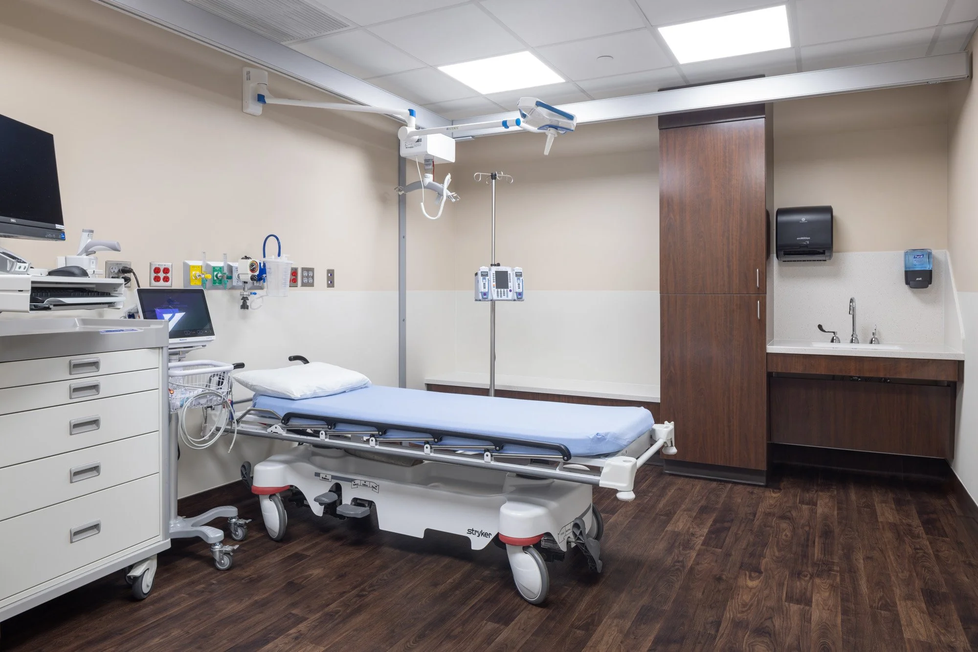 Jefferson County Hospital waiting rooms are floored in easy to clean materials and natural soothing colors.