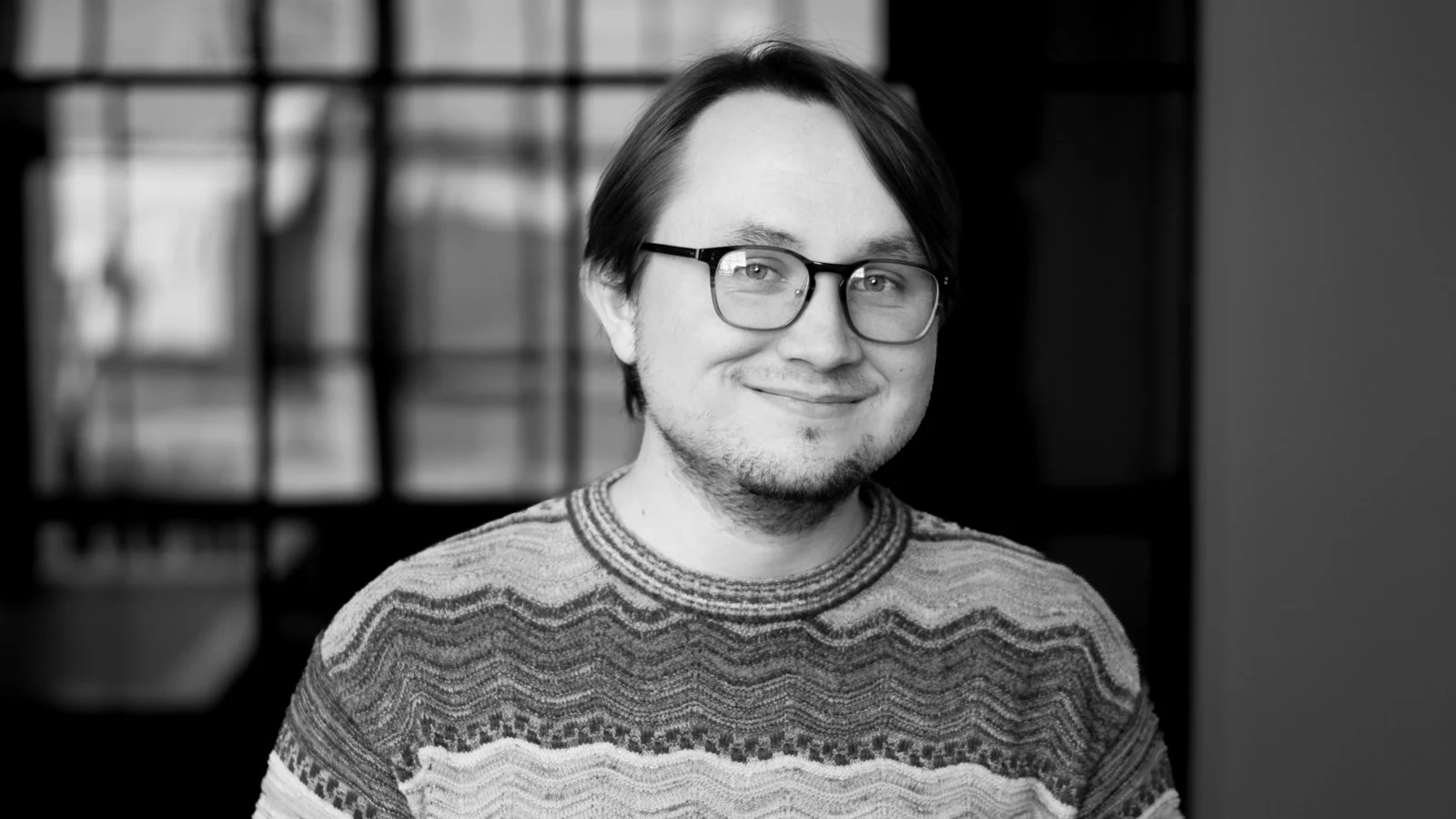 Black and white photo of Kyler Smith