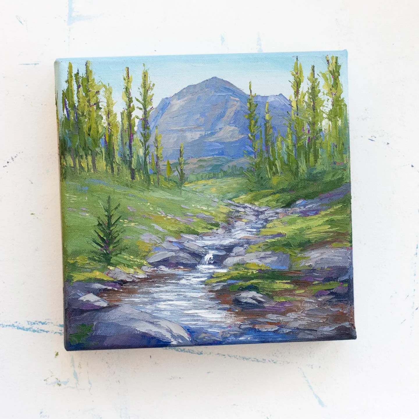 I paint memories.

This little painting is a memory of a stream crossing along the trail between Sunshine Meadows and Healy Pass. I&rsquo;m already looking forward to summer hikes. #justwaitingforthesnowtomelt 

8x8&rdquo; oil on canvas. Available Ma