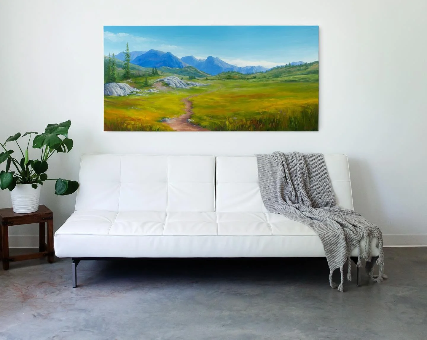 One of the paintings I&rsquo;ll be taking along to @avensgallery this weekend. I&rsquo;ll be at the gallery for a live painting event from 11-3 on Saturday, April 11. 

Sunshine Meadows - 30x60&rdquo; oil on canvas. 

#annedejongart #banffnationalpar