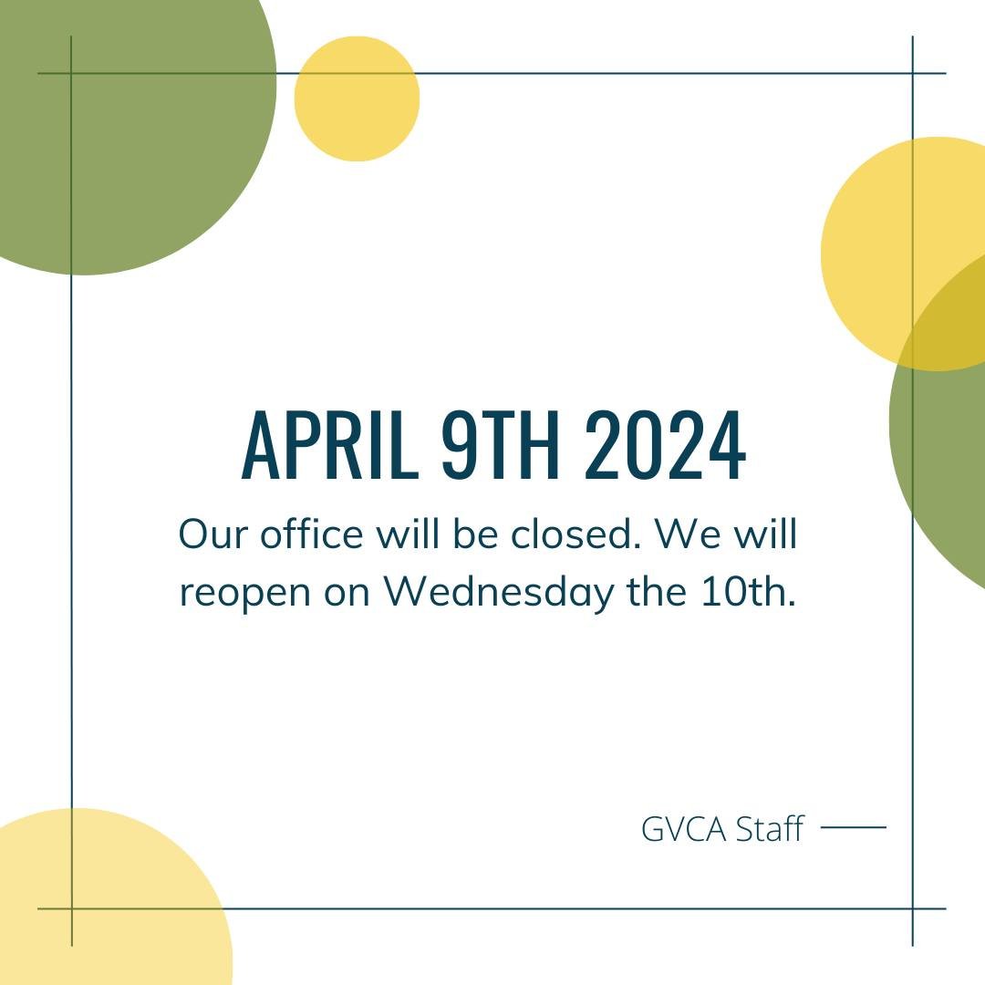 April 9th 2024 our office will be closed. We will reopen on Wednesday the 10th. We are sorry for any inconvenience this may cause. We hope to see you when we open tomorrow.