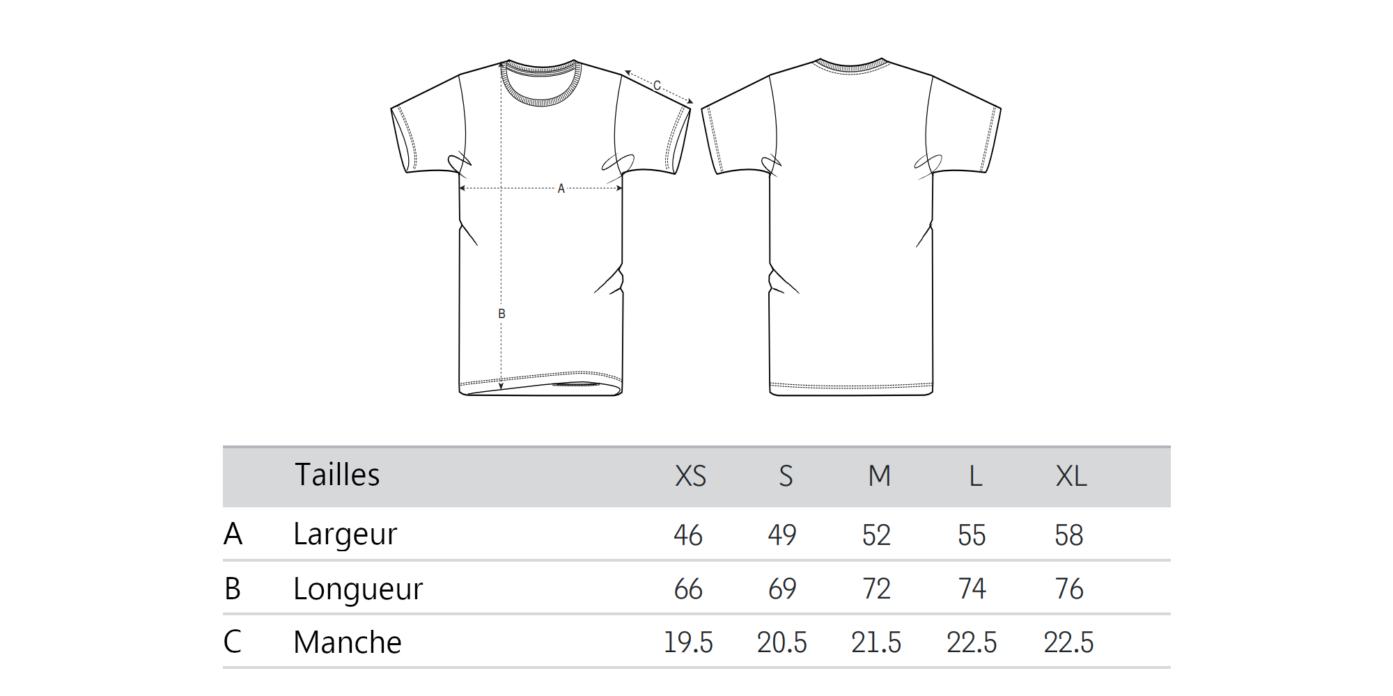 taille de tee shirt