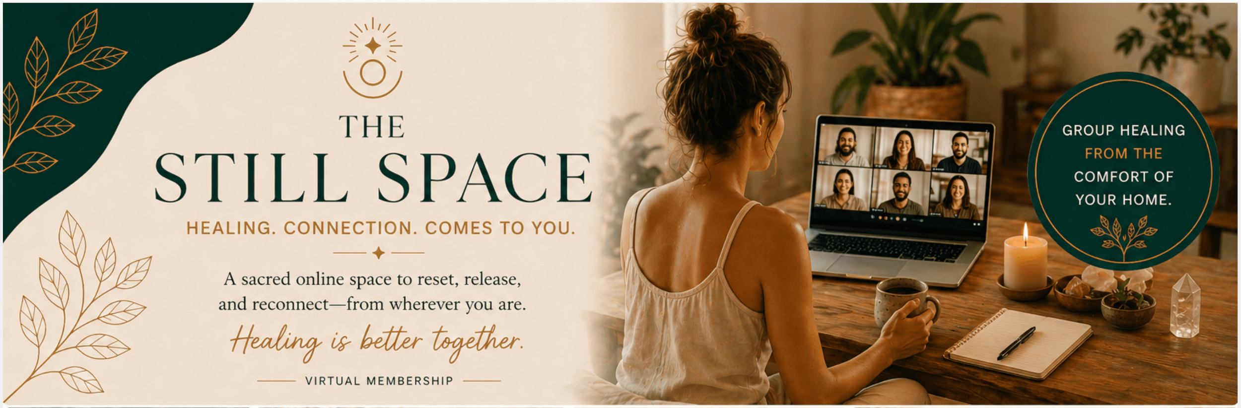 The Still Space group energy healing membership — virtual sessions from home