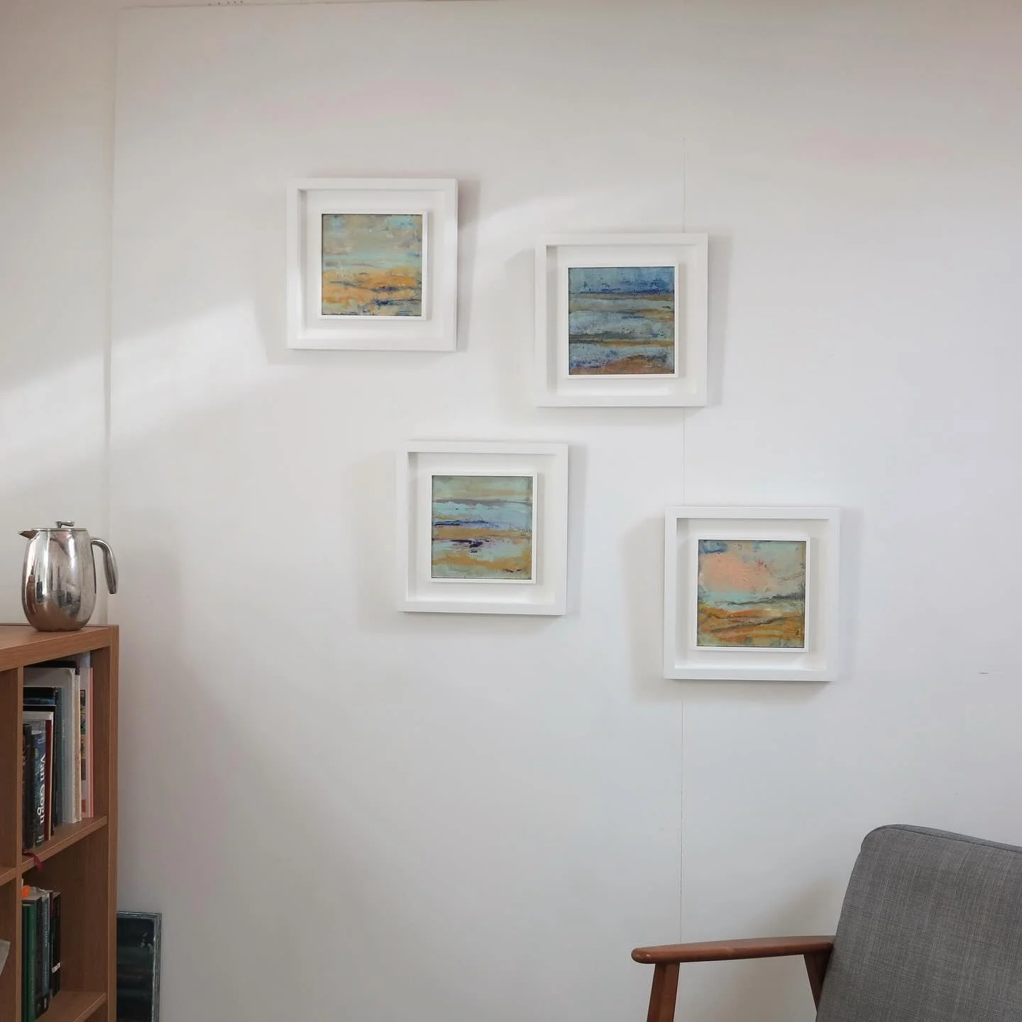 “Living Waters”
I’ve just released 4 new autumn paintings (via my website) under my ever growing “Windows To The Sea” vision. Here are the 4 hanging in my studio. Get in touch if you have any questions or if you’d