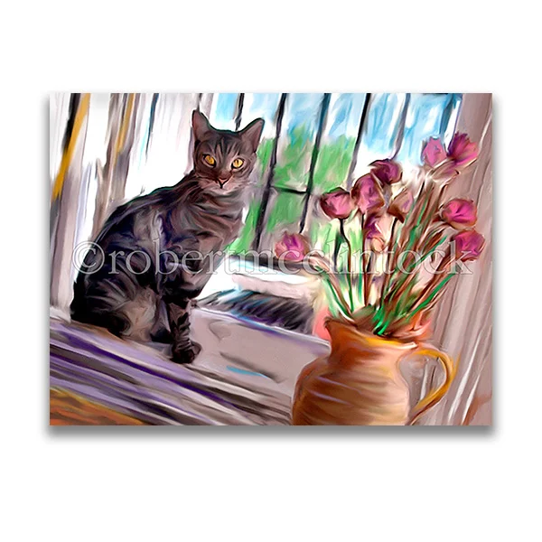 "CAT WITH FLOWERS" - COOL CATS