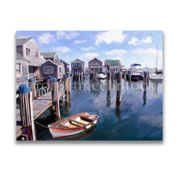"NANTUCKET DOCK AND ROWBOAT" - CAPE COD