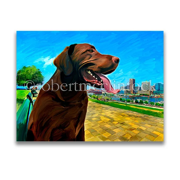 "VIEW FROM THE HILL" - CHOCOLATE LAB