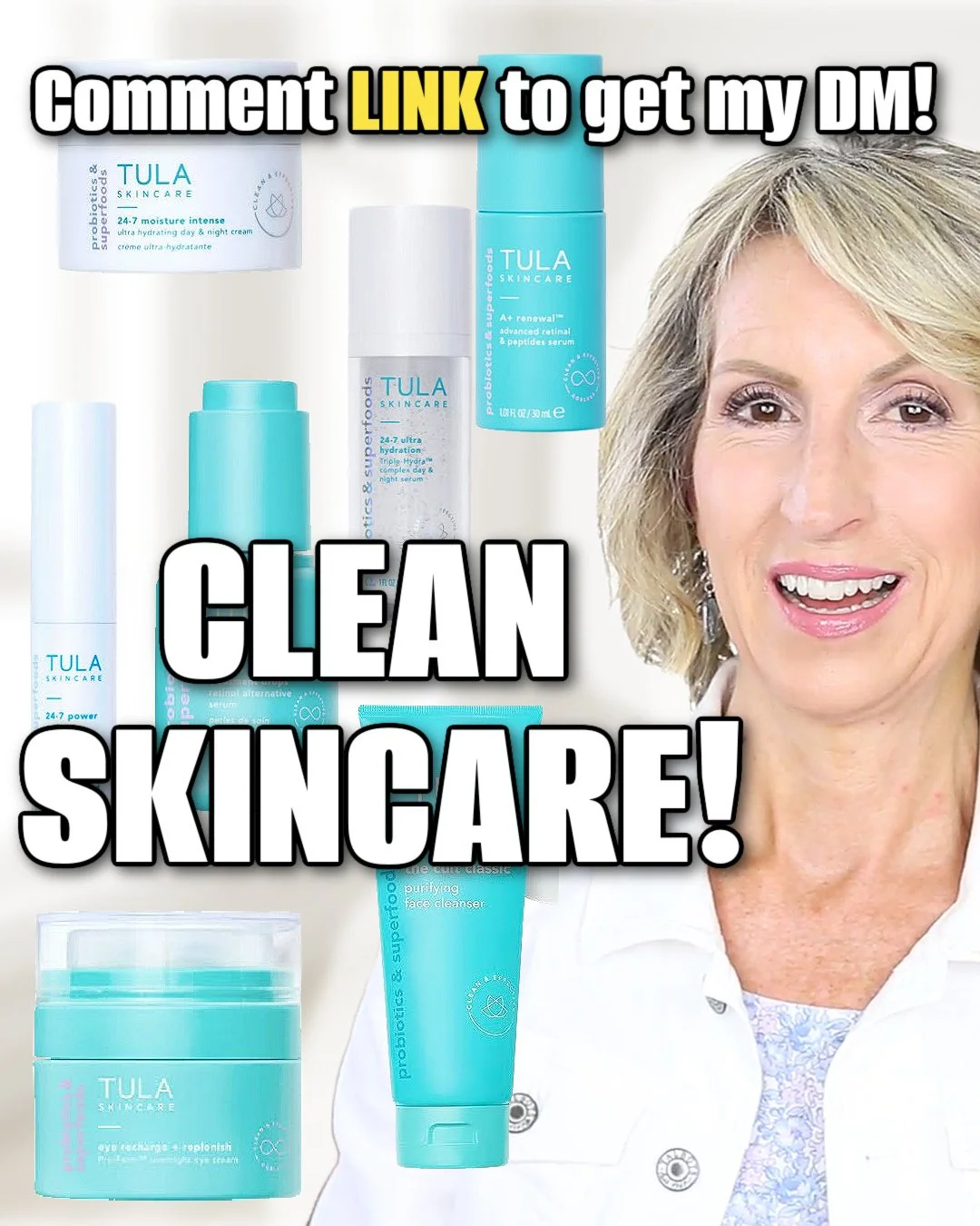 A friend recently asked me if I could recommend a clean skincare brand where she could get everything she needs from one brand. I said, &quot;Yes!&quot; And that brand is TULA. 🩵⁠
⁠
TULA has products for every skin type AND it's a clean beauty brand