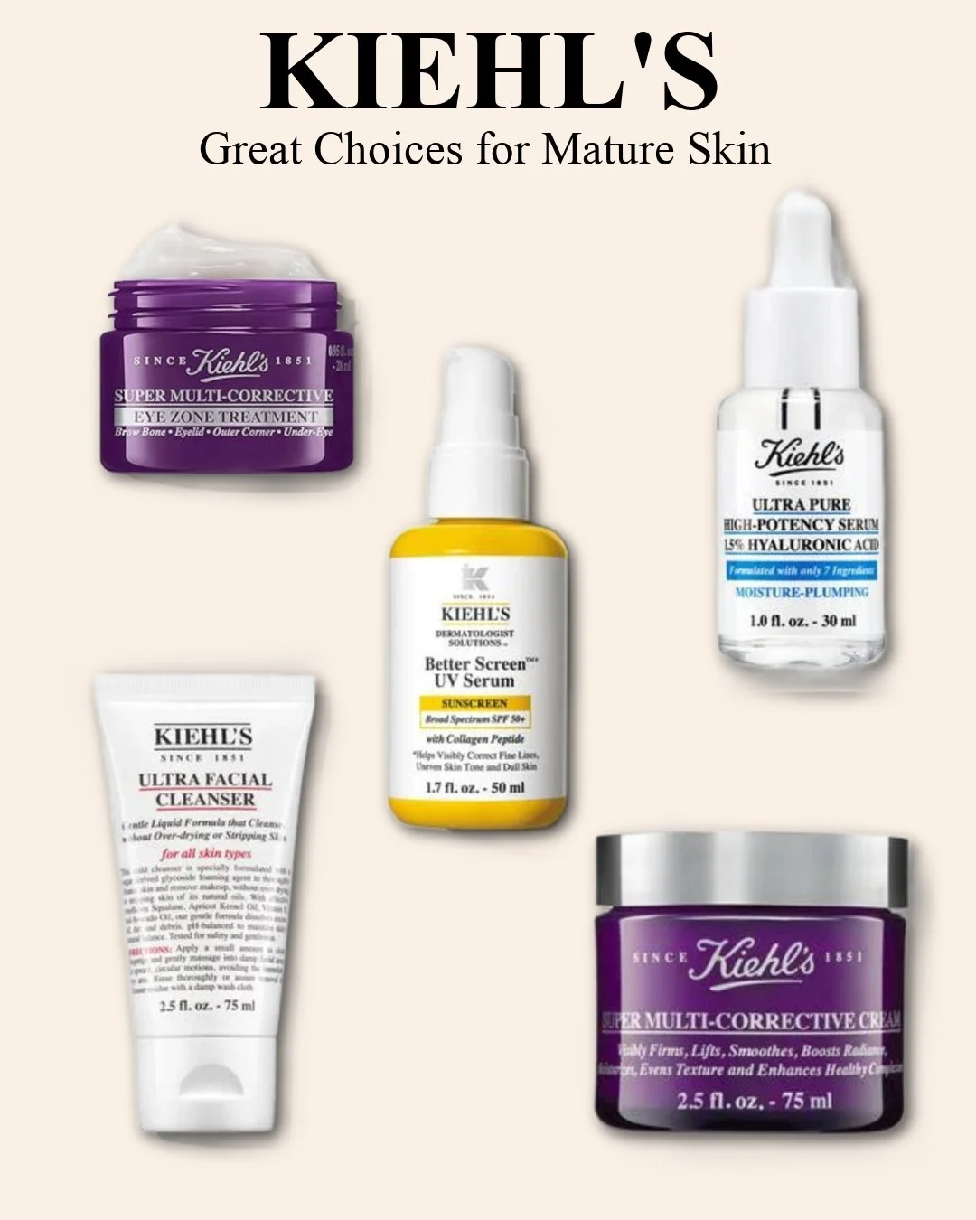 These are my picks from the Kiehl's skincare line for mature skin! I'm choosing these products when I'm 65. 😊 They're all unscented and great for sensitive skin!

Comment LINK &amp; I'll DM you the link to check these out!
(That works for mobile - p