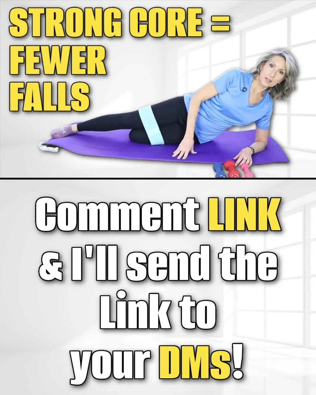 One of the biggest reasons we break bones as we get older is from falling &mdash; not weak bones alone.⁠
⁠
I just posted a follow-along floor exercise video that strengthens the core and hip muscles that help stop a fall before it happens.⁠
⁠
These a