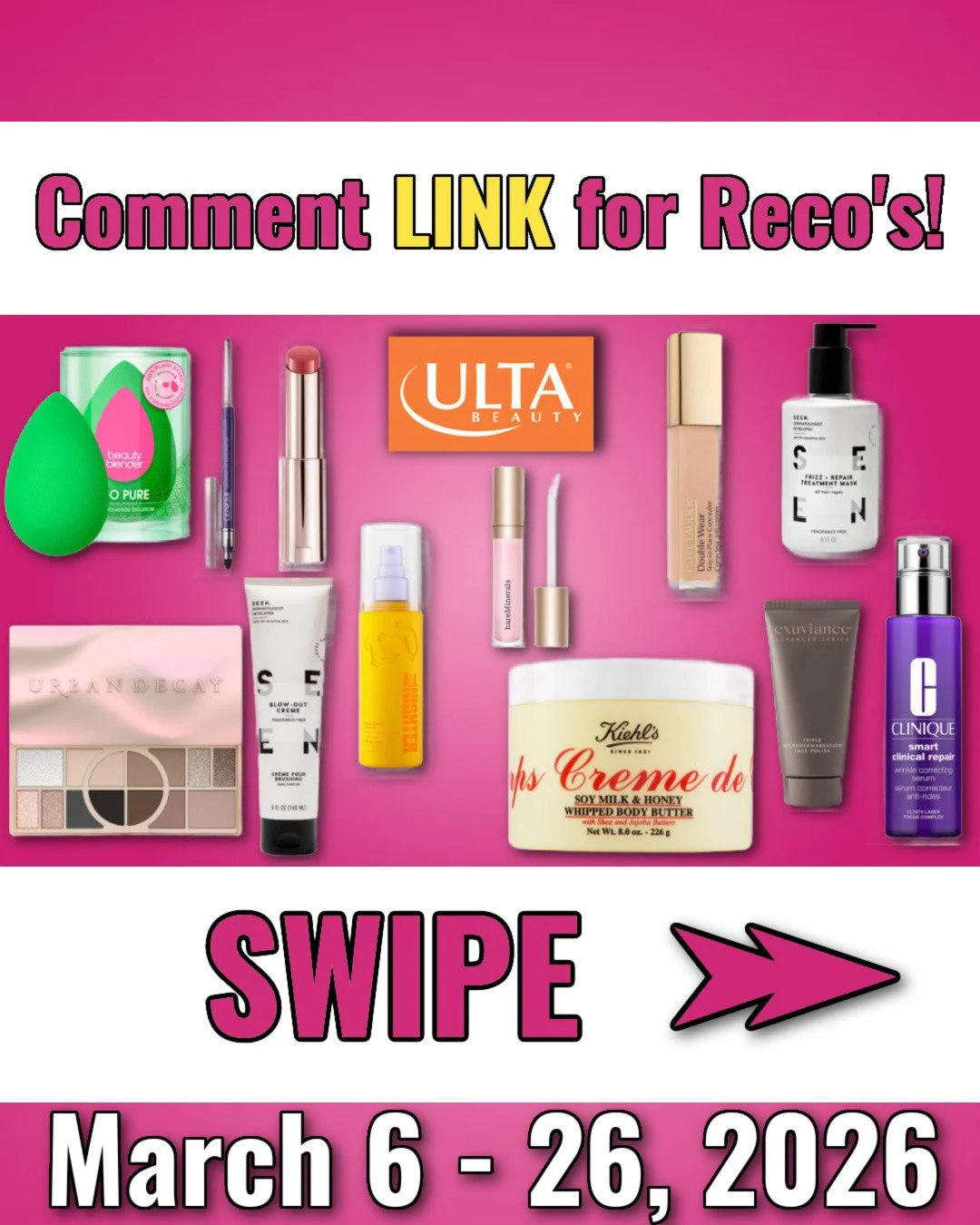 🚨 Ulta 21 Days of Beauty is HERE! 🚨⁠
⁠
From March 6 &ndash; March 26, select prestige products are 50% OFF &mdash; yes, HALF PRICE.⁠
⁠
We&rsquo;re talking:⁠
✔️ Skincare⁠
✔️ Makeup⁠
✔️ Haircare⁠
✔️ Beauty tools &amp; devices⁠
⁠
But here&rsquo;s what