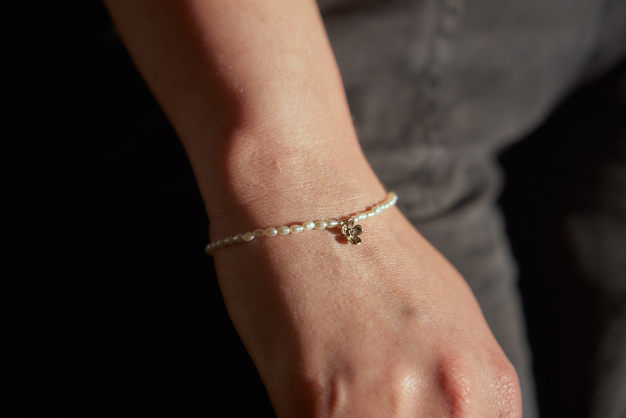 Gold & Pearl Forget-Me-Not Bracelet