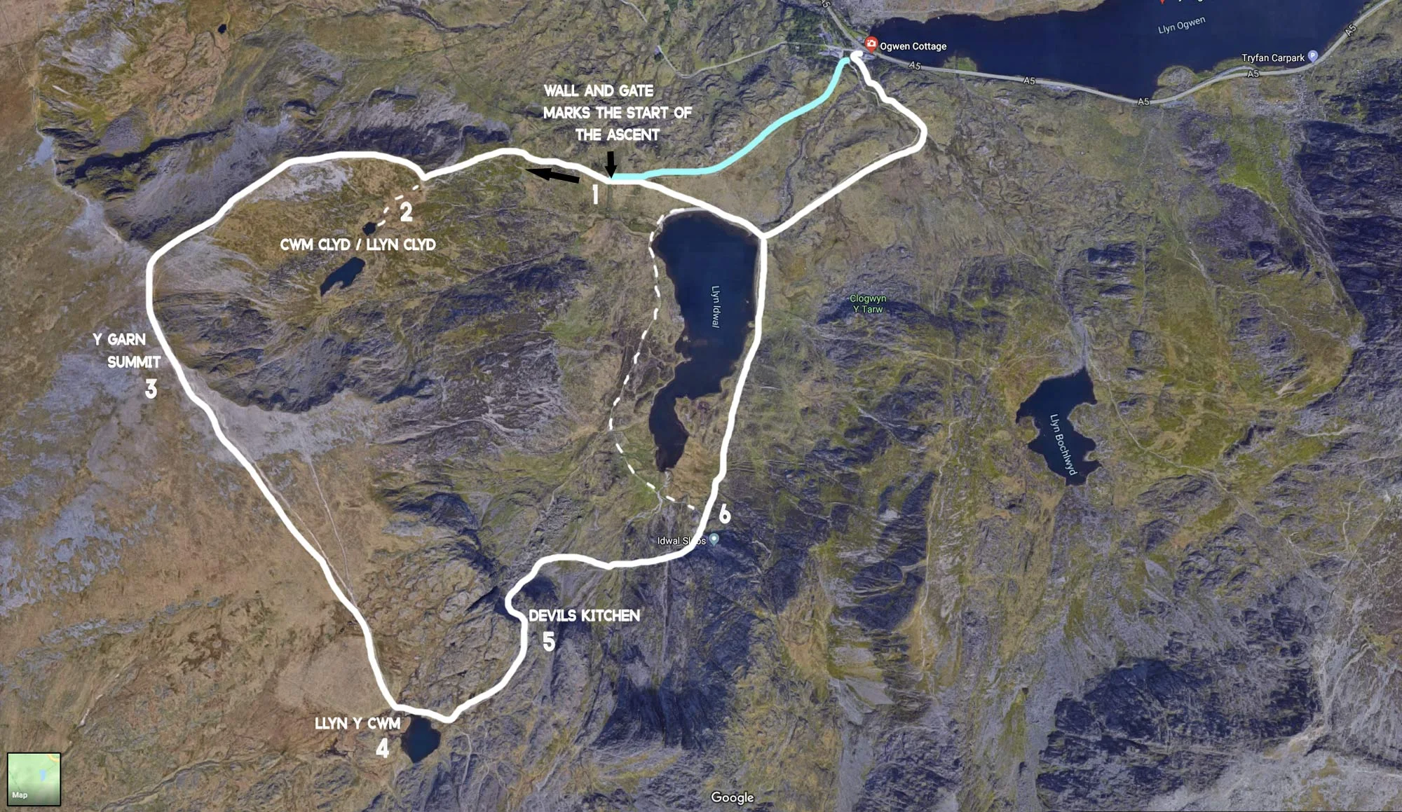 Y Garn to devils kitchen walk, starting at the Ogwen valley, Snowdonia