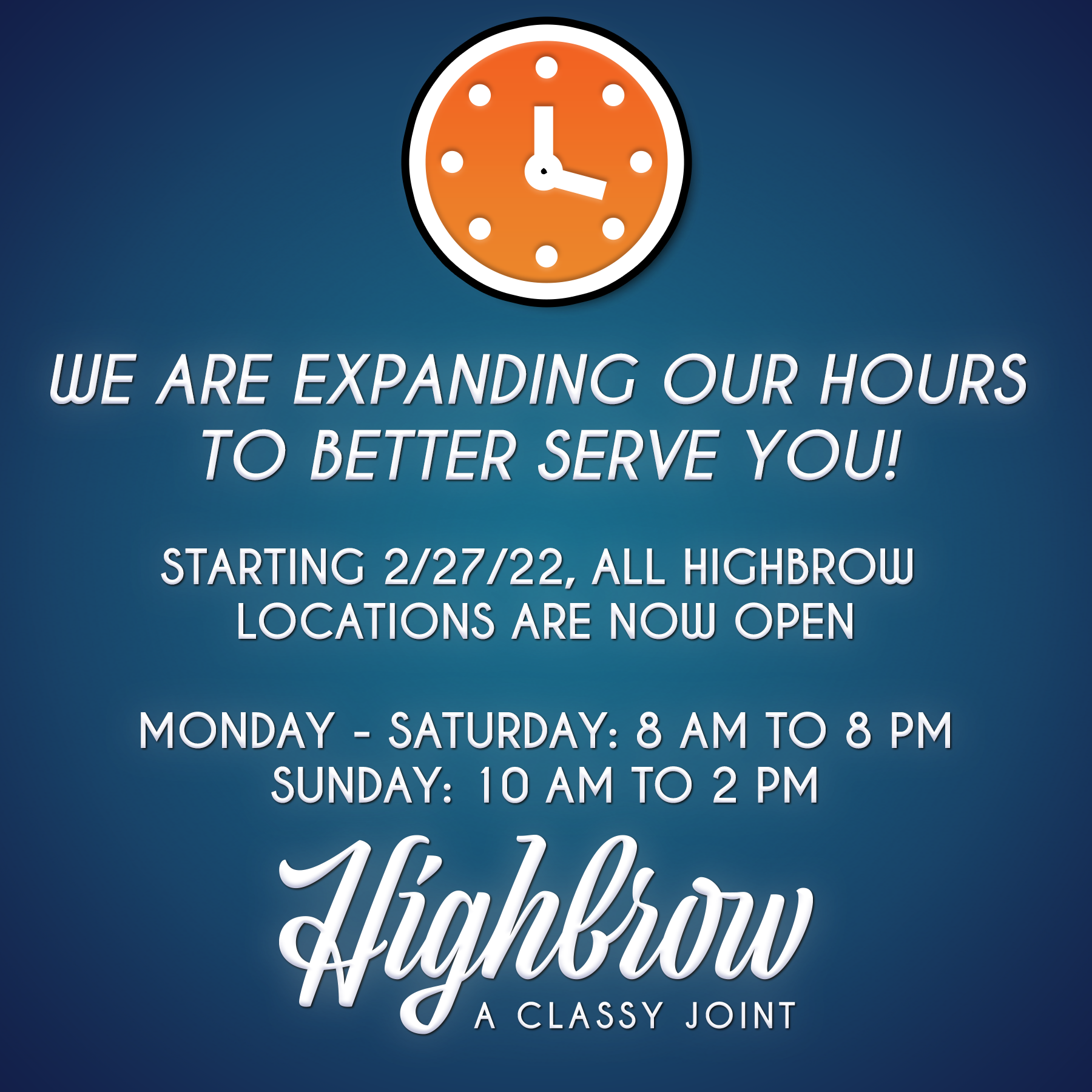 NEW HOURS!