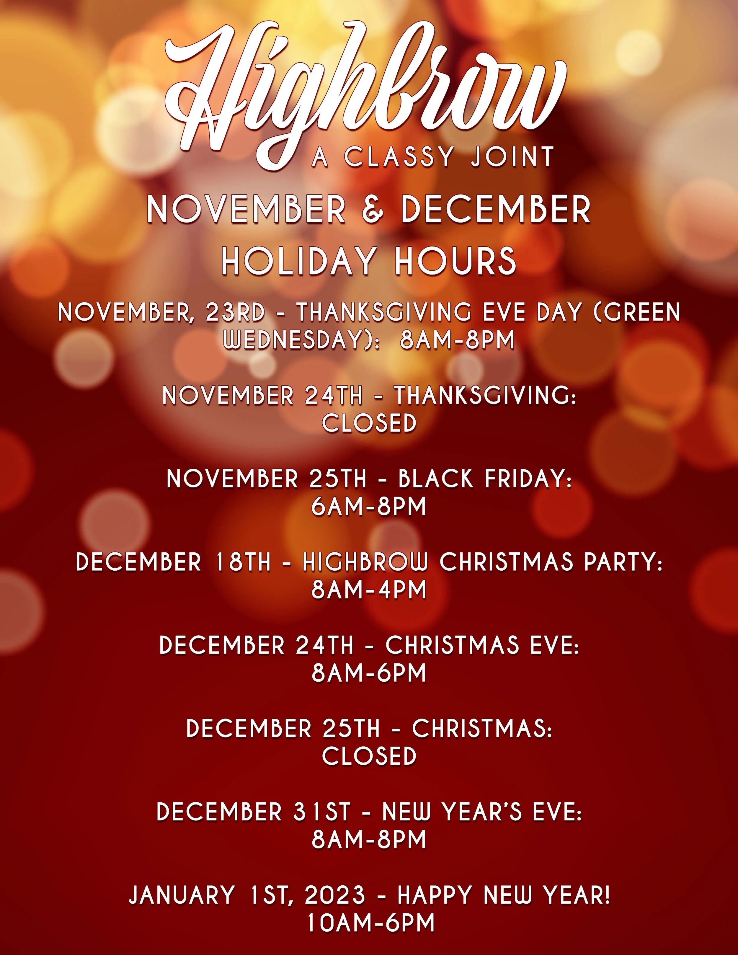 Holiday Hours