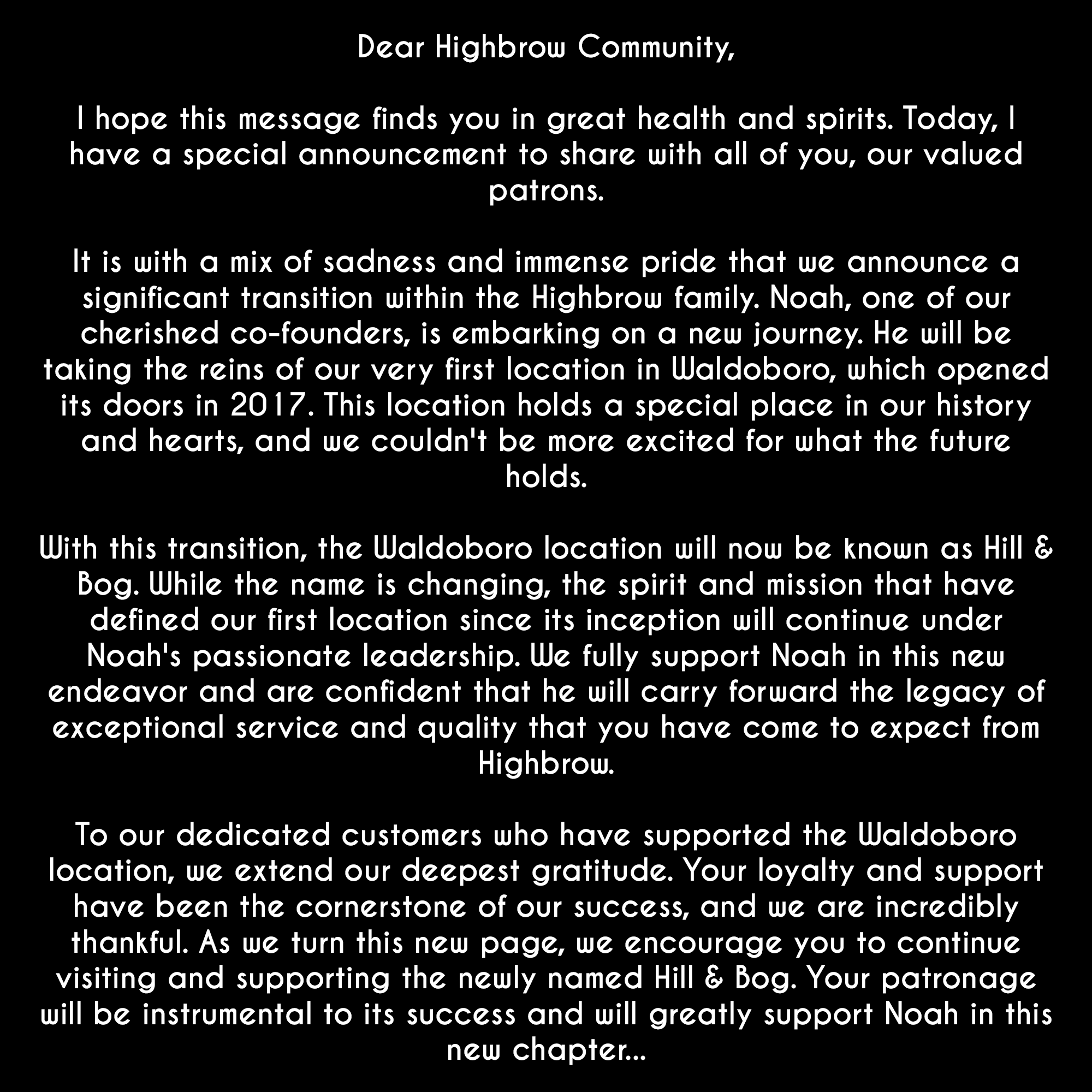 Special Announcement 