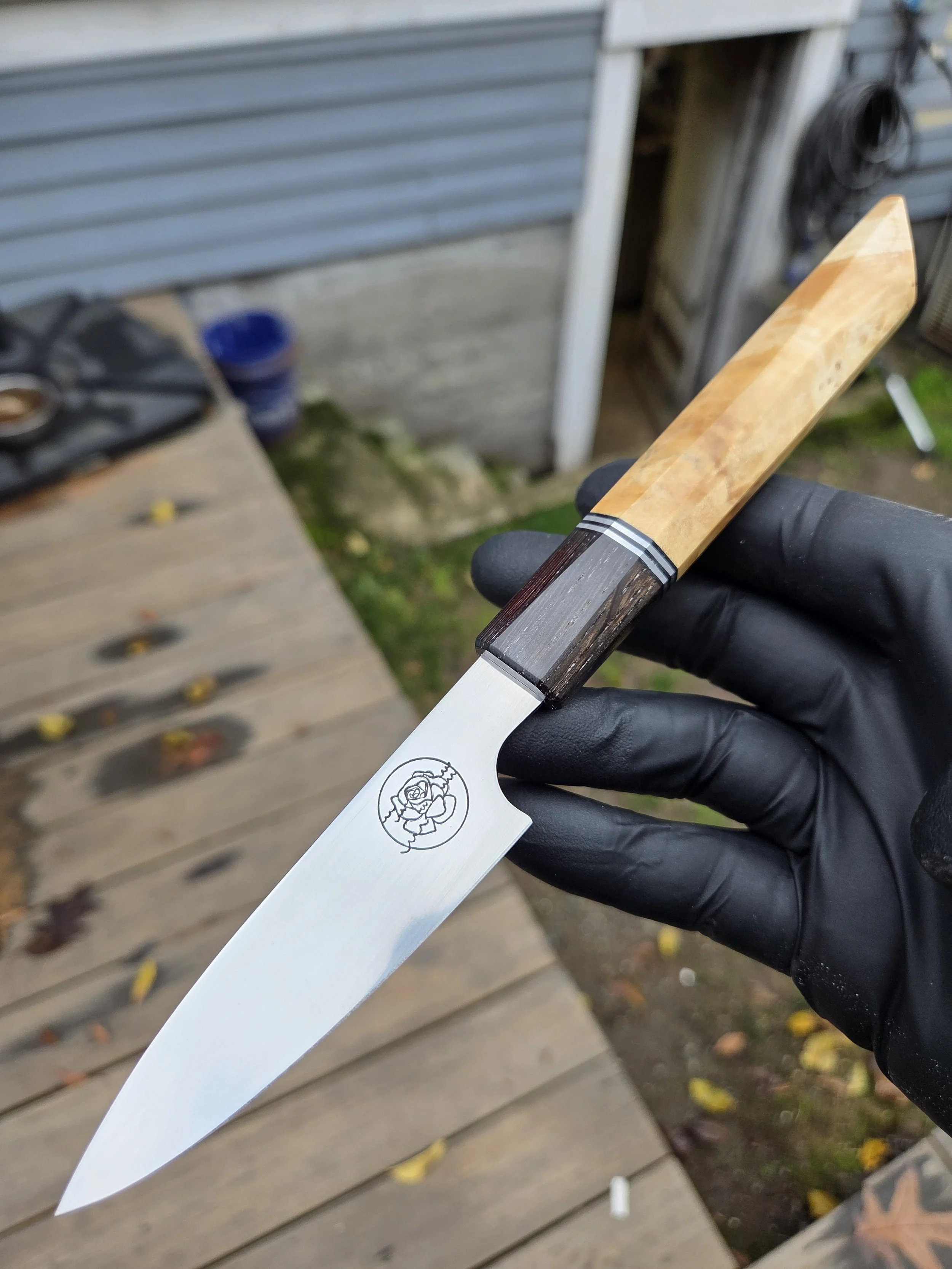 Paring Knife, stainless steel, Box Elder Burl