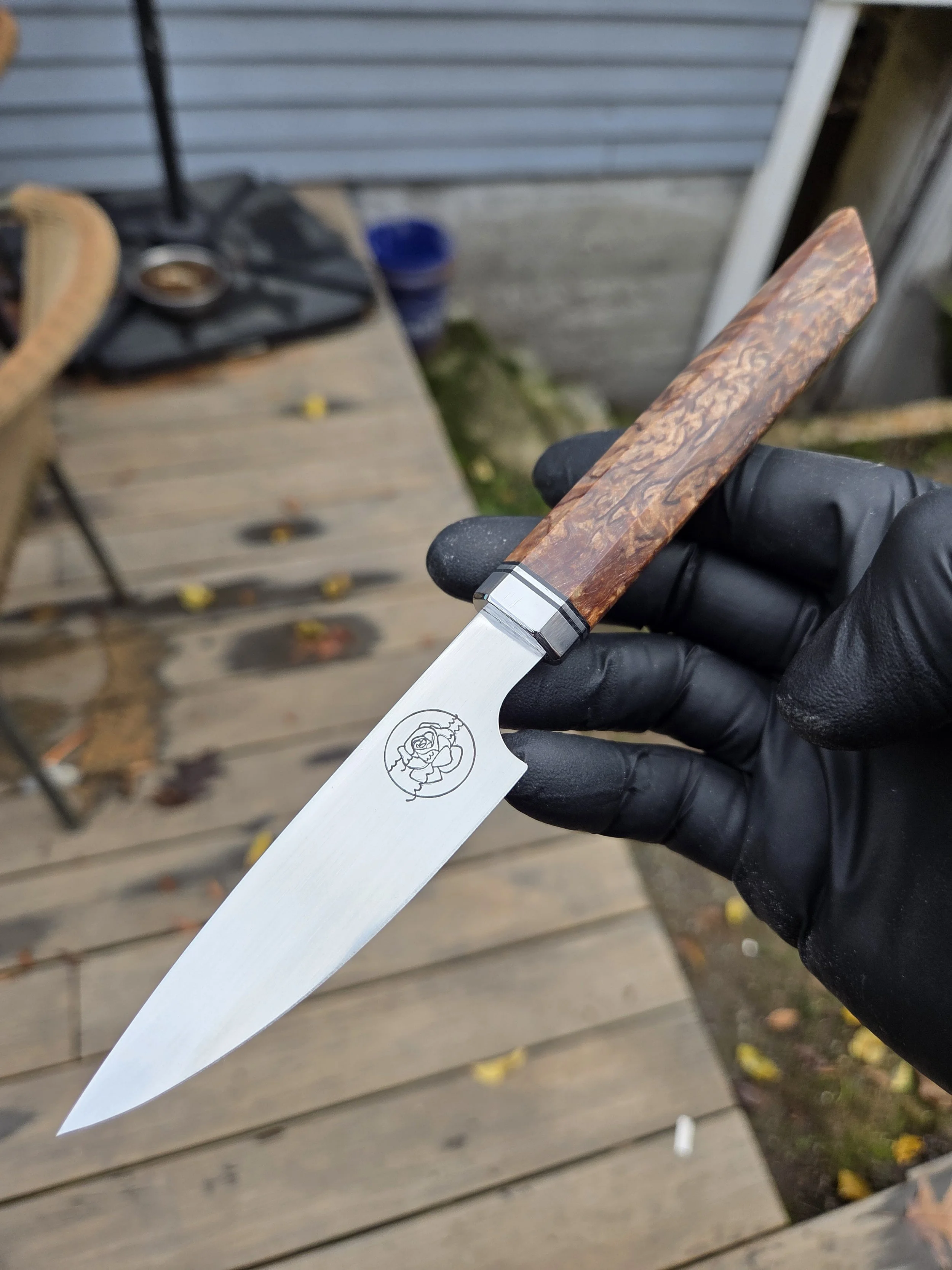 Paring Knife, stainless steel, Karelian Birch Burl