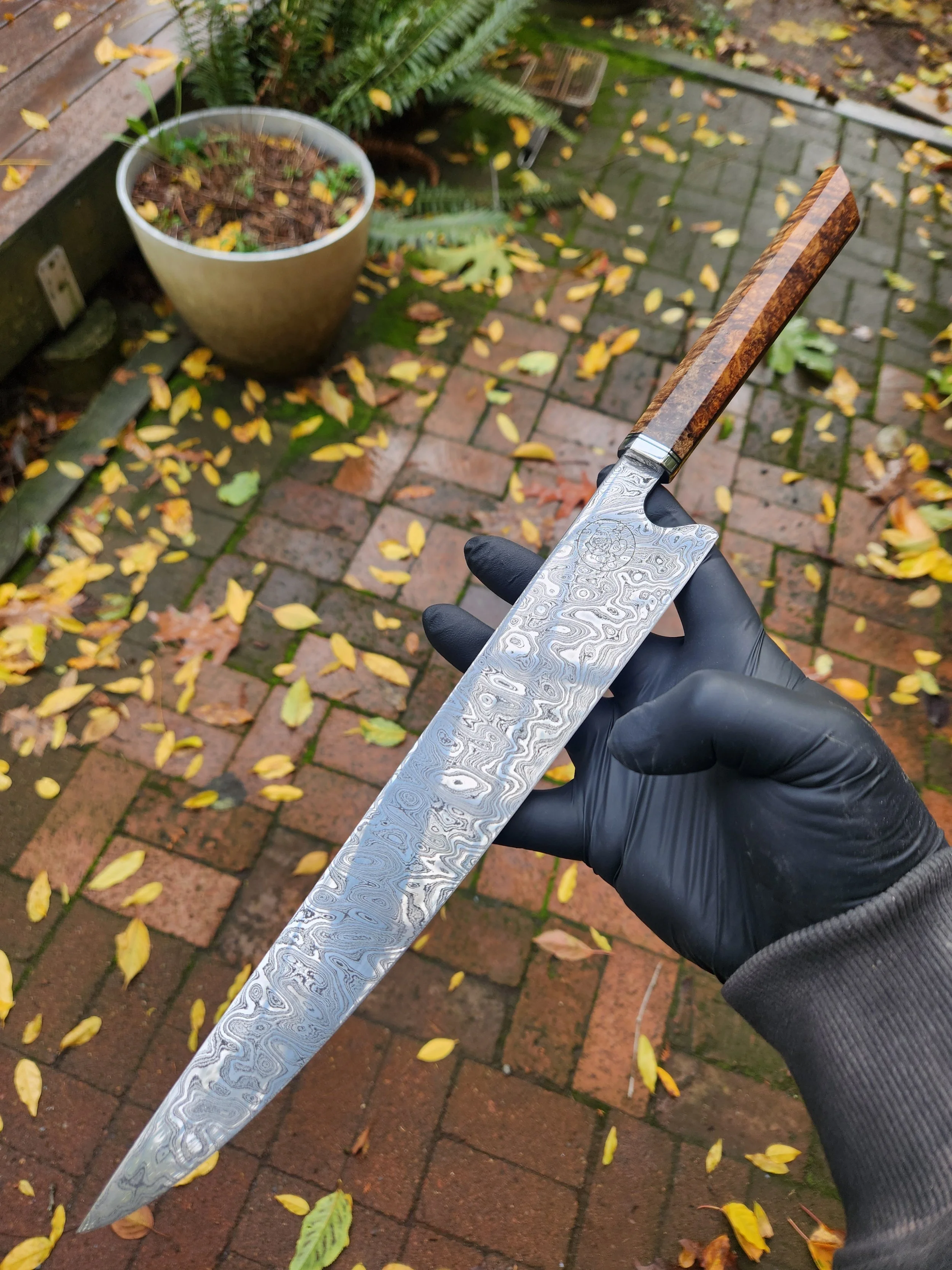 Sea Rose damascus carving knife 