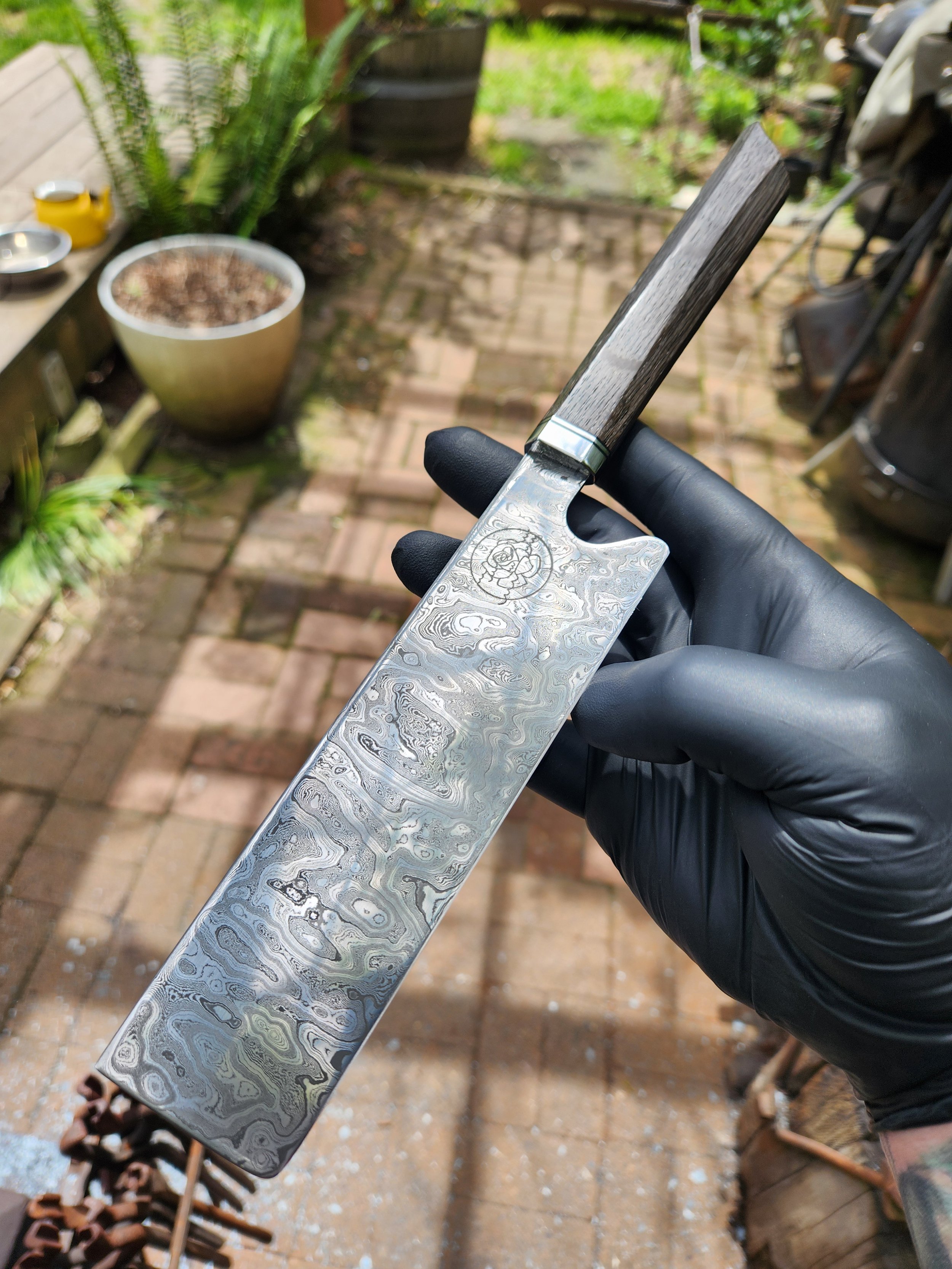 Sea Rose damascus nakiri