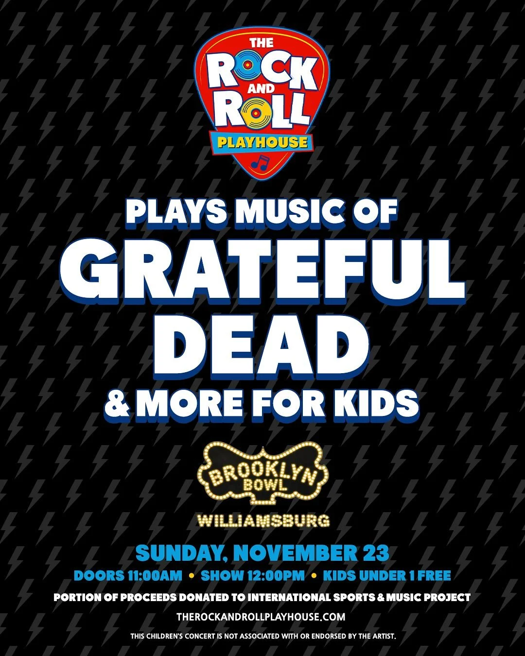 We&rsquo;re teaming up &mdash; @ismp_official, @brooklynbowl, and @therockandrollplayhouse - for a special show on 11/23 featuring Music of the Grateful Dead for Kids! 🎸🎳🐻

This all-ages event is going to be a blast for everyone so bring your frie