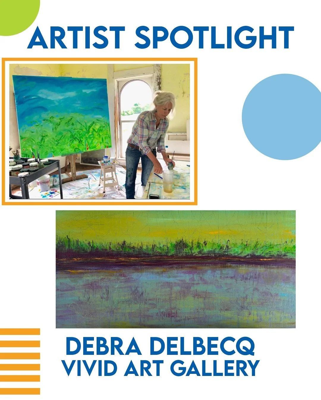 ✨First Friday Art Walk: Artist Spotlight✨
Artist: @debra.delbecq 
Location: @vividartgallery 

We will be showcasing Debra Delbecq&rsquo;s art starting this Friday for Art Walk, at Vivid Art Gallery! Debra&rsquo;s paintings are threaded through with 