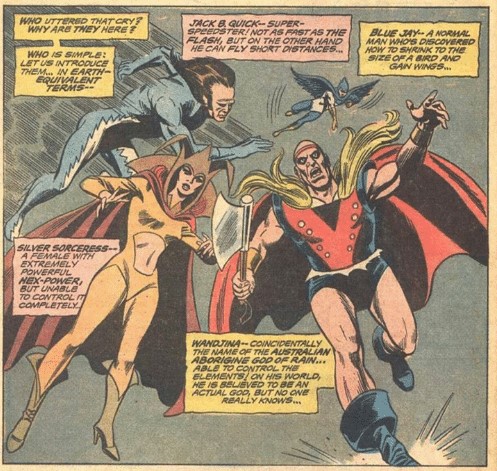 Cena de Justice League of America # 87 (1971): Primeira aparição dos Campeões de Angor