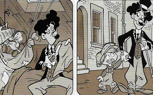 HQ em um quadro: "Pateta Repórter" homenageia Chaplin, por Teresa Radice e Stefano Turconi