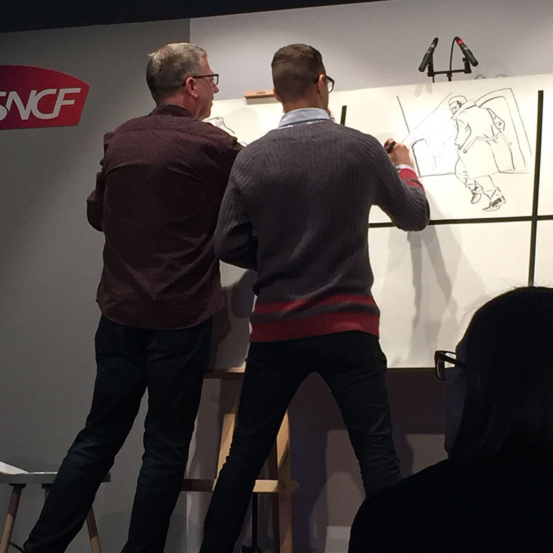Derf e Quintanilha, em Angoulême (2018)