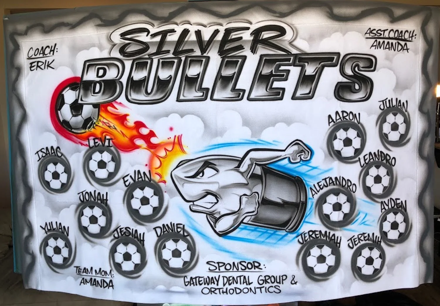 Silver Bullet Airbrush soccer sports team banner