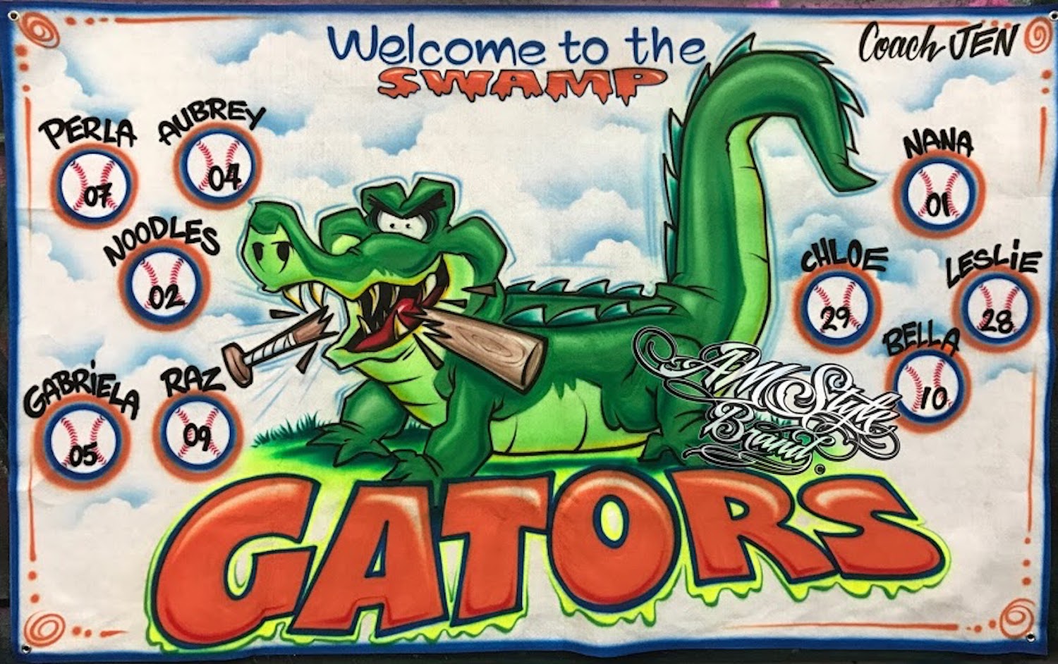 Gators Airbrush baseball  Sports Team Banners, Personalized Airbrush Banners - Made to order