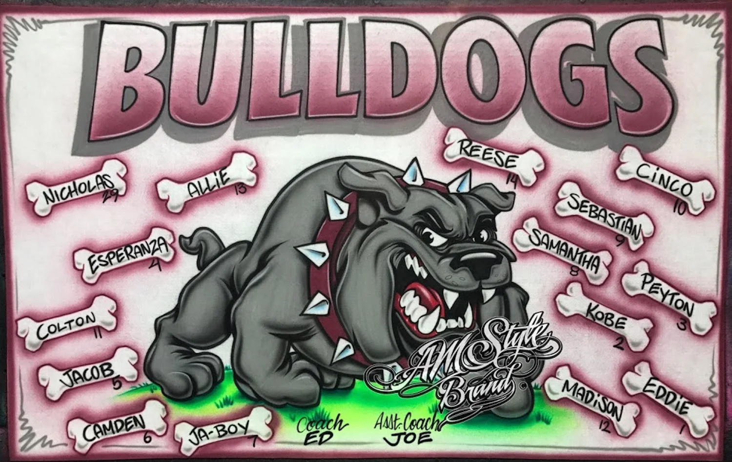 Bulldogs Airbrush baseball  Sports Team Banners, Personalized Airbrush Banners - Made to order