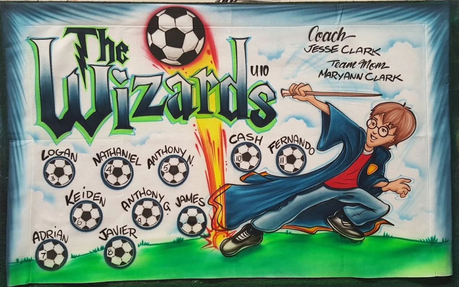 The Wizards Airbrush baseball Sports Team Banners, Personalized Airbrush Banners - Made to order
