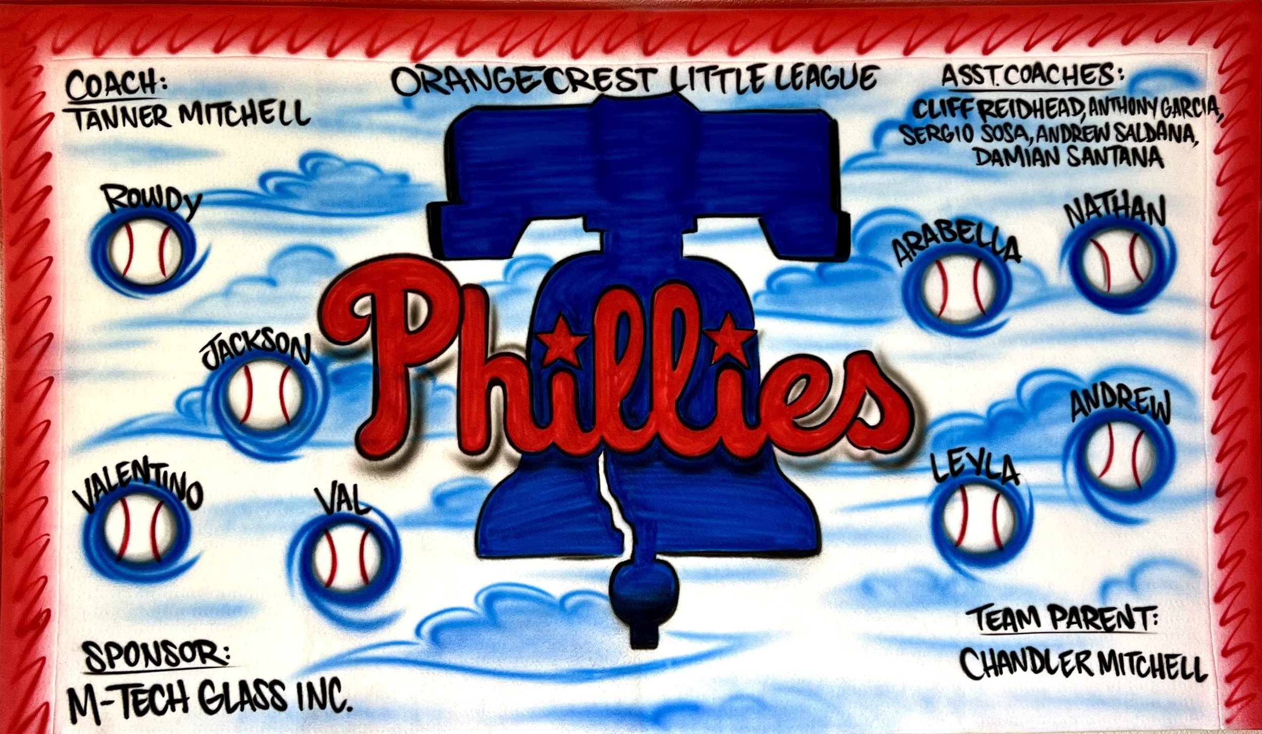 Phillies Airbrush Soccer and Sports Team Banners, Personalized Airbrush Banners - Made to order