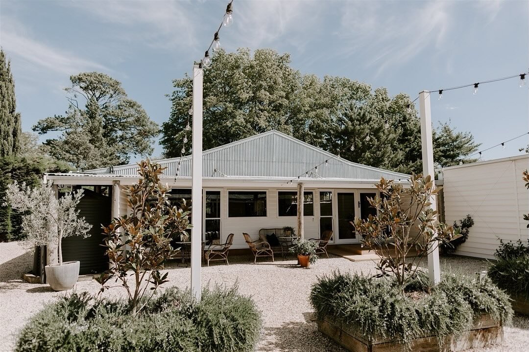 Our Mediterranean inspired courtyard, adjacent to our historic barn, overflowing with rosemary &amp; hemmed with olive trees 🫒 offers a delightful setting for aperitifs, an intimate outdoor reception or even an ice cream station after dark! We&rsquo