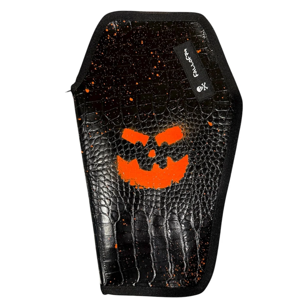 Black Coffin Wrap with Jack O Lantern Face