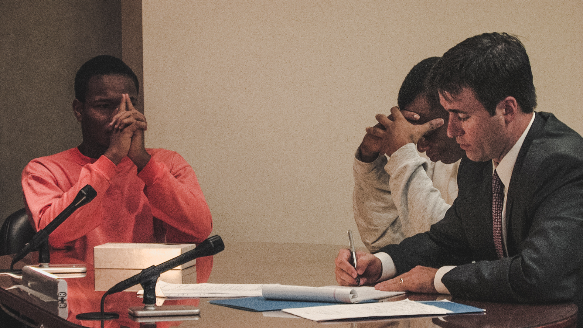 Two brothers and their siblings during a child welfare court hearing in Indiana. Photo courtesy of Calamari Productions