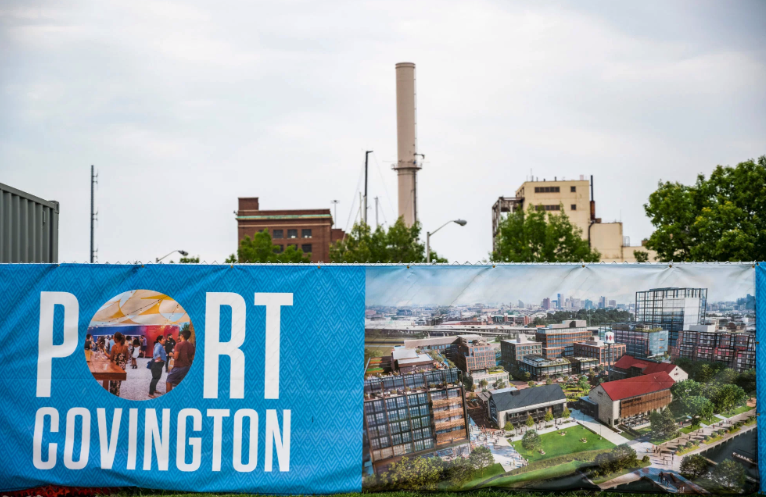 Developers say Port Covington will be a “city within a city” geared to millennials and featuring offices, residences and a hotel. (Matt Roth for ProPublica)