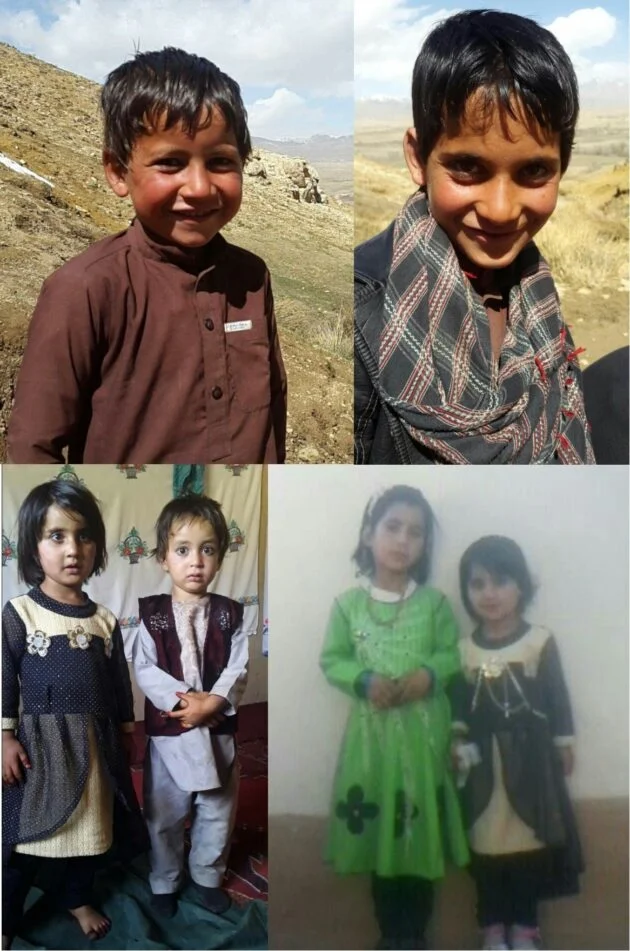 Clockwise from top left: Masih's children Mohammad Elyas (8), Mohammad Wiqad (10), Fahim (5), Samina (7) and Mohammad Fayaz (4) all died in the strike, alongside their two elder sisters, Anisa (14), and Safia (12), and their mother Amina (32). (Fahim appears in both photos in the bottom row)Photo supplied by family. We do not have photos of the teenage girls or Masih's wife Amina