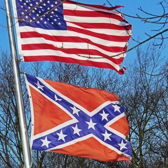 #OldGlory flying above #TheRebelFlag in Indianapolis but why? ( Steve Baker )