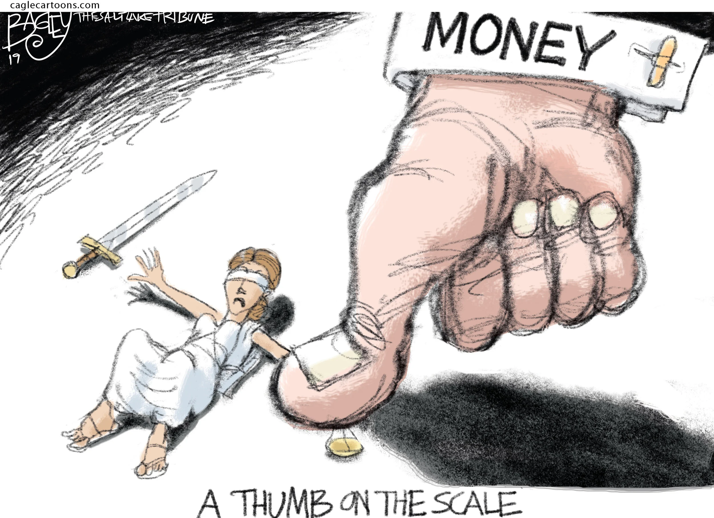 Thumb on the Scale ( Pat Bagley, The Salt Lake Tribune)