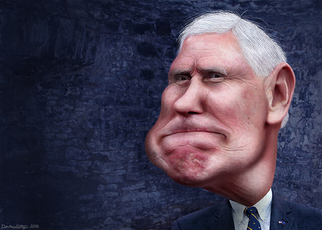 Mike Pence - Caricature ( DonkeyHotey )