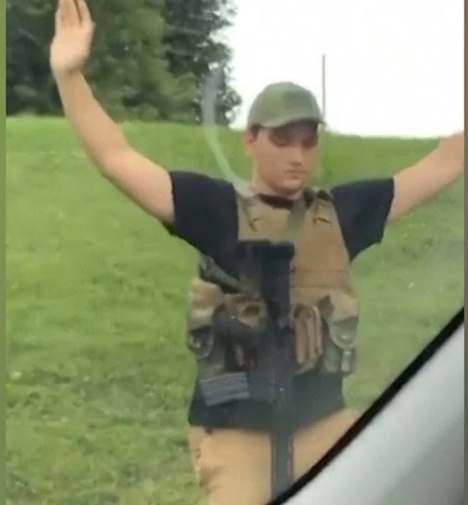 Heavily-armed man who prowled a Missouri Walmart surrenders. (Screenshot)