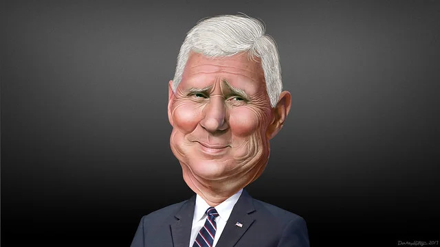 Mike Pence - Caricature ( DonkeyHotey )