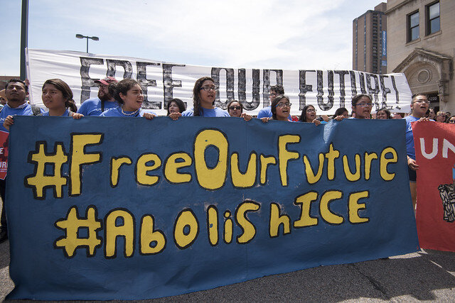 Free Our Future. Abolish ICE. March and Day of Action ( Fibonacci Blue )