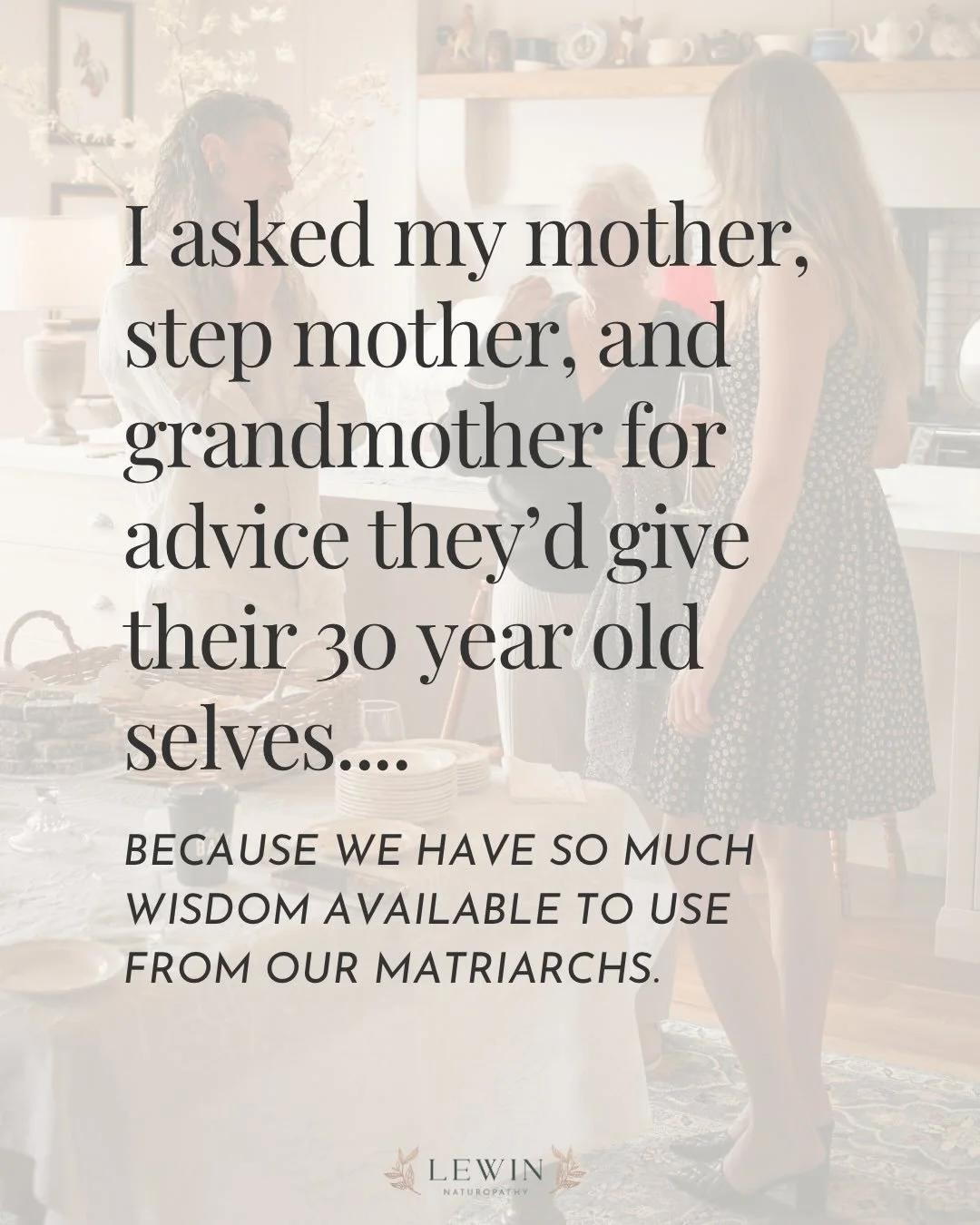 If you&rsquo;re blessed to have wise elder women in your life, do yourself a favour and ask them this question. 🤍

We can learn so much theory but it&rsquo;s in the living of life, and the listening to elders where we gain so much of our wisdom. I c