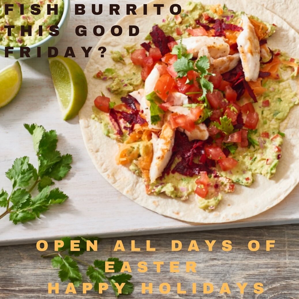 OPEN 10am - 11pm GOOD FRIDAY and all of Easter 🐟🌯 at @prestonmarketau HAPPY HOLIDAYS ✨

#opengoodfriday #openeaster #fishburrito #tacovan #darebin #preston #prestonmarket #tacotruck #foodcatering #corporatecatering #foodtruck #lunch #dinner #mexica
