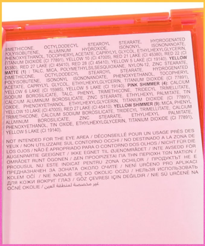 PHOTO: COURTESY OF MUSINGS OF A MUSE.When you peel off the back label, the palette includes a disclaimer that says "not intended for the eye area."