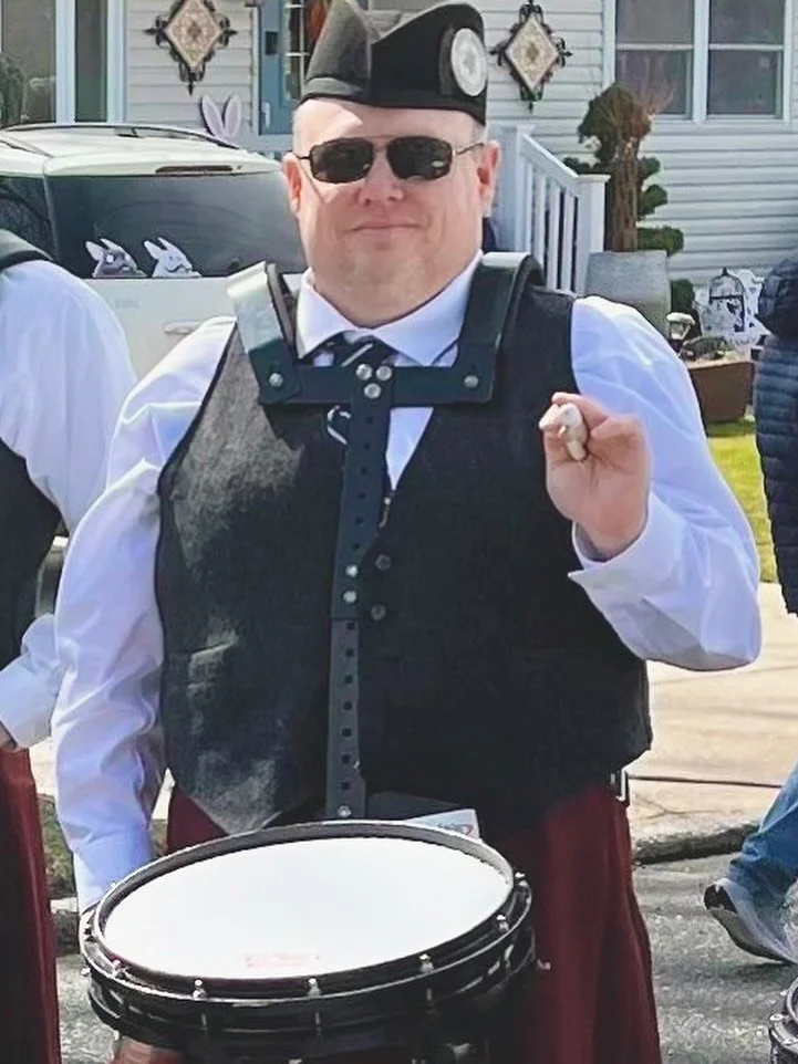 Our next Member of the Month is Andy Hamilton. Andy has been playing snare for 40 years, but started as a tenor drummer at the age of 13. He became interested in the band through fellow drummer Viv Stapleton who encouraged him to attend a rehearsal a